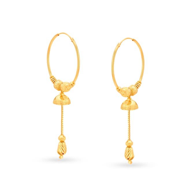 S.S. fancy jumka earring light gold polish