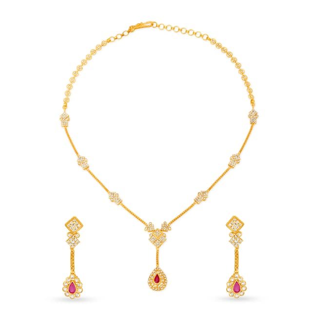 22k Gold Anniversary Design Necklace Set